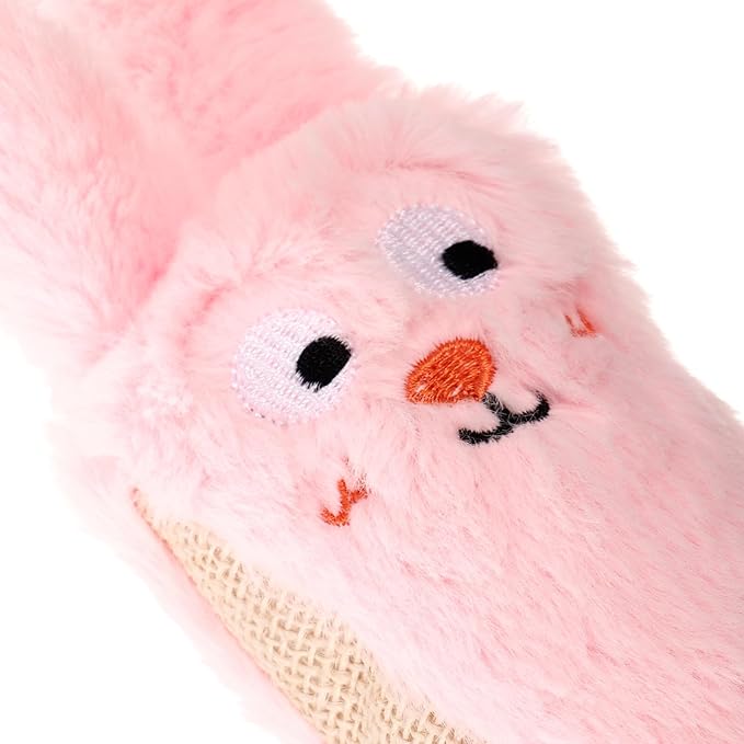 Abaodam Plush Catnip for Cats with Crinkle Paper, Pink Rabbit Shape, Soft Chewing and Teething for Indoor Kittens and Small Cats
