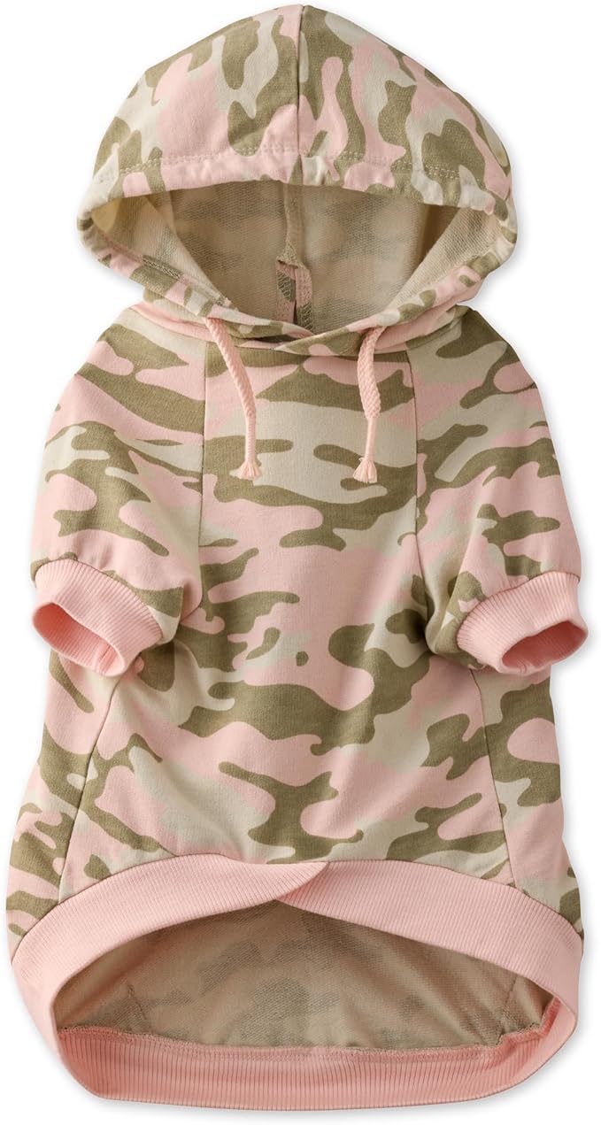 Pet Passion Rocky – The Original Lightweight Hooded Tee 100% Organic Cotton Dog Hoodie Pet Coat Sweater for All Sized Dogs, Original Pink Camo, XX-Small (4-7 lbs)