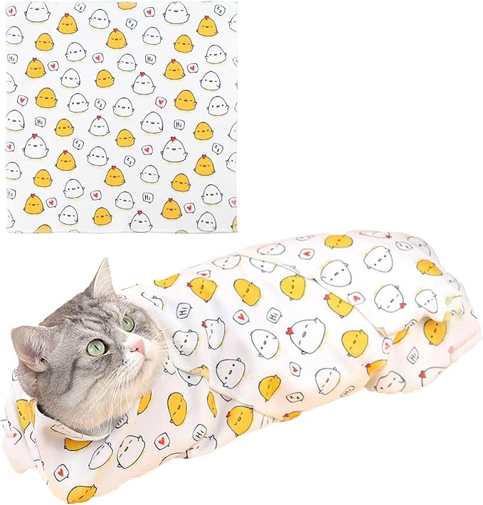21.7'' Cat Grooming Wrap for Cutting Nails - Escape Proof Cats Restraint Wrap for Nail Clipping,Kitten Swaddle Wrap,Anti-Scratch & Anti-Bite,Easy Clipping & Care Pet Tool(M (up to 6 lbs)