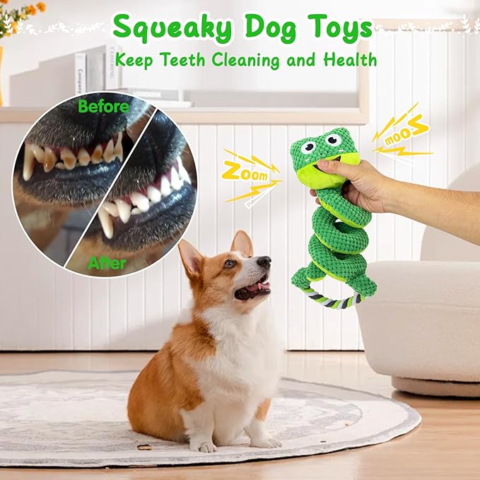 VIWIK Interactive Dog Squeaky Toys, Plush Dog Chew Toys for Large Medium Small Smart Breed, Puppy Toys for Boredom and Stimulating, Tug of War Toys to Keep Them Busy, Puppy Chew Toys for Teething