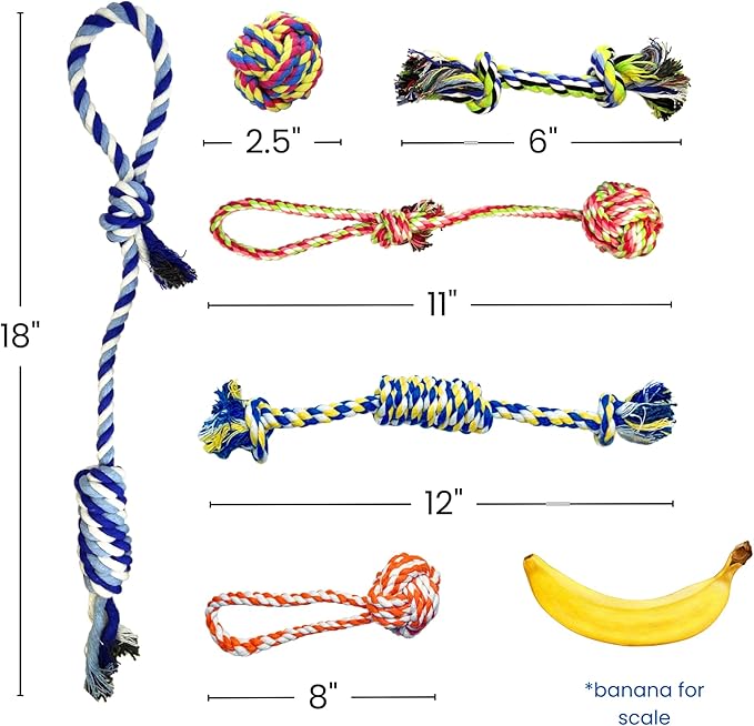 Otterly Pets Small Puppy Dog Rope Toys for Play Chew Teething and Boredom - for Small and Toy Dogs (6-Pack)
