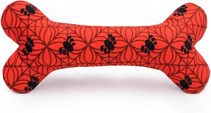 ZippyPaws Marvel Jigglerz - Durable Crinkle Dog Toy, Interactive Squeaky Toy for Boredom, Plush Stuffing-Free Puppy Toys - Spider-Man Bone