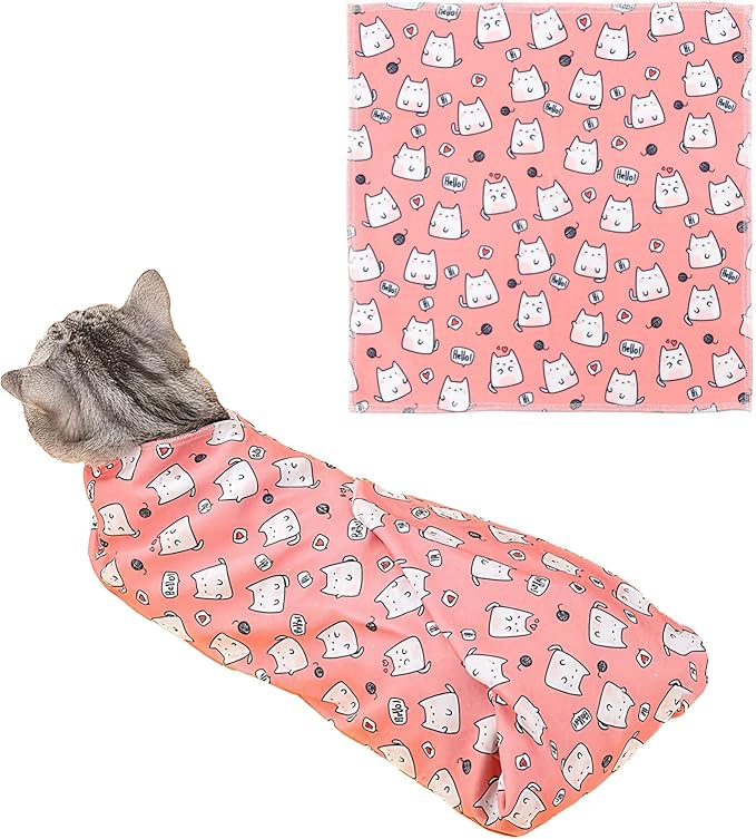 27.6'' Cat Grooming Wrap for Cutting Nails - Escape Proof Cats Restraint Wrap for Nail Clipping,Kitten Swaddle Wrap,Anti-Scratch & Anti-Bite,Easy Clipping & Care Pet Tool(L (up to 18 lbs)