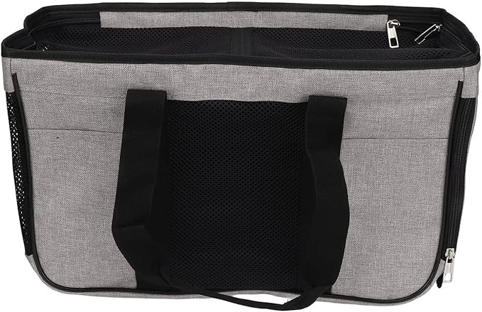 Breathable Cat Carrier with Anti Escape Design, Soft Portable Cat Travel Carrier for Small Pets, Mesh Cat Bag with Pockets and Roll Up Door for Vet Visits Car Travel (Grey with Black)