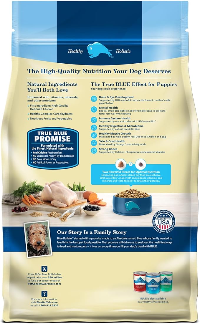 Blue Buffalo Life Protection Formula Puppy Dry Dog Food with DHA and ARA, Made with Natural Ingredients, Chicken & Brown Rice Recipe, 30-lb Bag