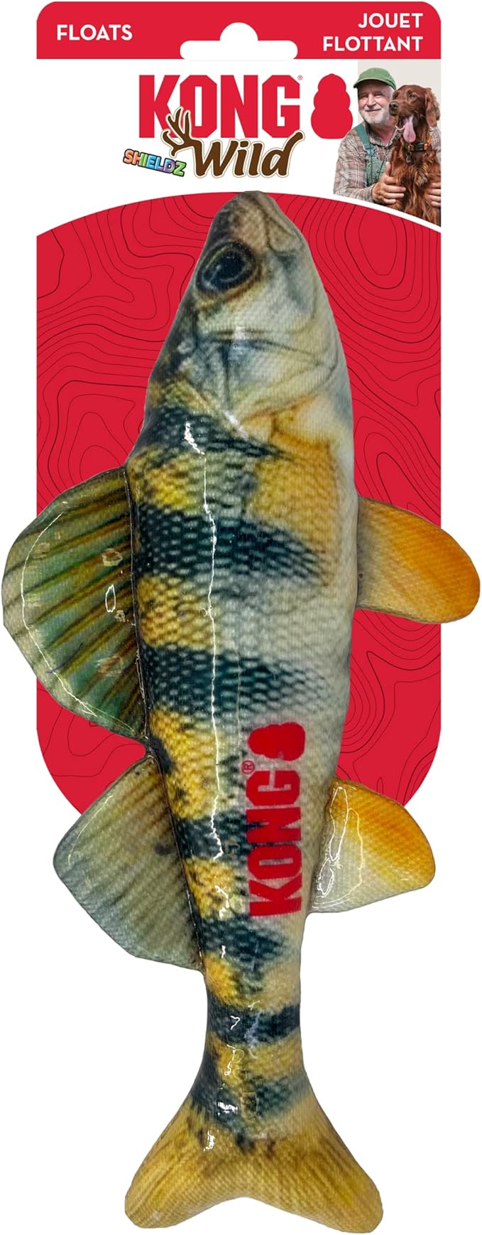 KONG Wild Shield Fish Shaped Dog Toy for Medium Breeds (Perch)
