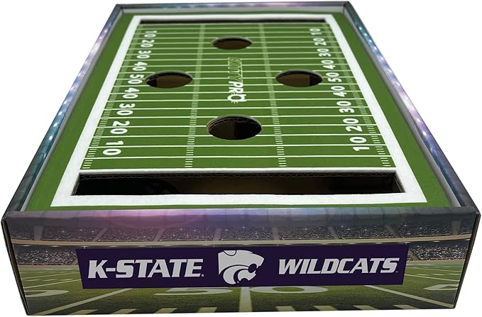 Pets First NCAA Kansas State Wildcats Cat Scratcher Box, Game Day Cat Toy, NCAA Football Field Designed Cat Scratcher and Lounge, Stimulating Cat Game