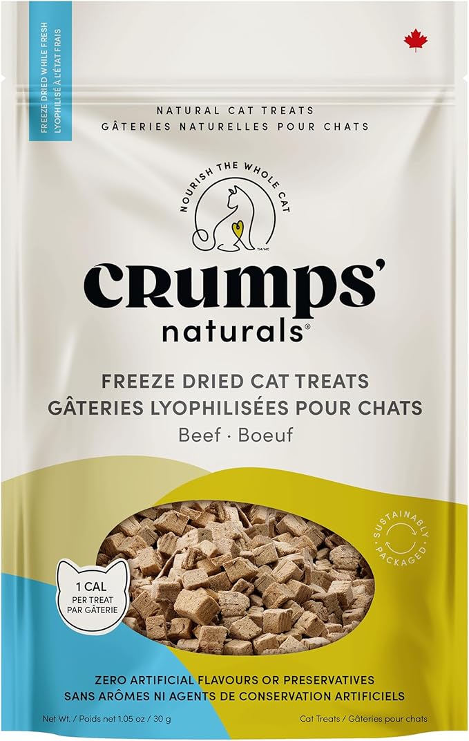 Crumps Naturals Freeze Dried Cat Treats Beef 1.05oz, Cat Treats