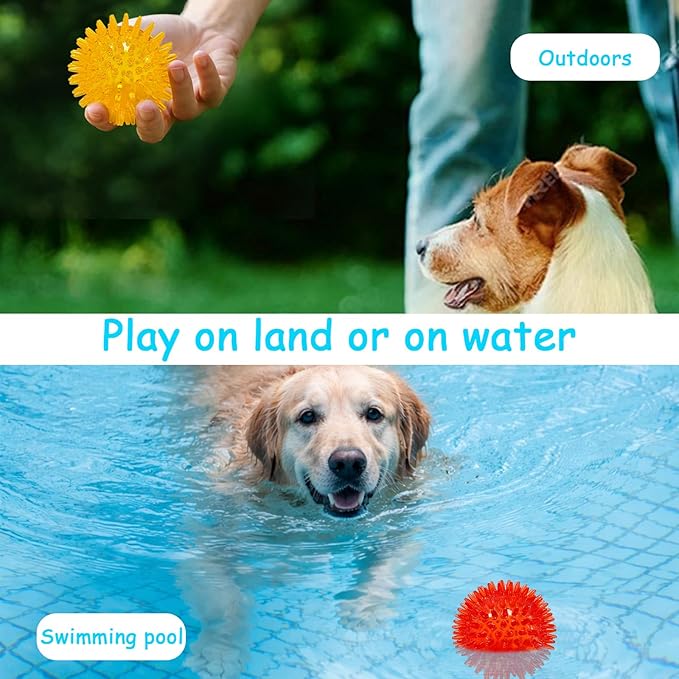 Squeaky Ball for Dogs | Spiky Dog Toy with TPR Rubber | Puppy Teething Ball & Chew Toy | Cleans Teeth & Resists Biting | for Small Medium Dogs & Cats | Interactive Fetch Toy