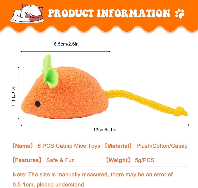 Interactive Cat Toy Set - 6 Pcs Plush Catnip Toys, Cute and Realistic Design for Engaging Pet Play