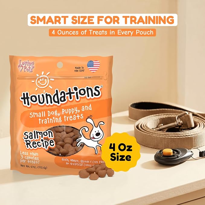 Loving Pets Houndations Salmon Dog Training Treats | All Natural | 2.6 Calories Per Treat | Grain-Free, Wheat-Free, Gluten-Free & Corn-Free | For Small Dogs & Puppies, 4 oz