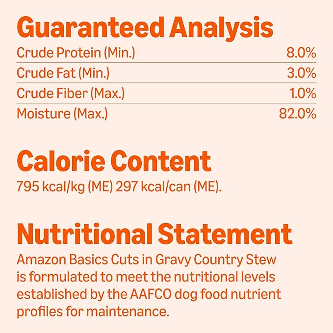 Amazon Basics Wet Dog Food, Country Stew Cuts in Gravy, Made with Real Chicken & Beef, 13.2 oz can (Pack of 12)