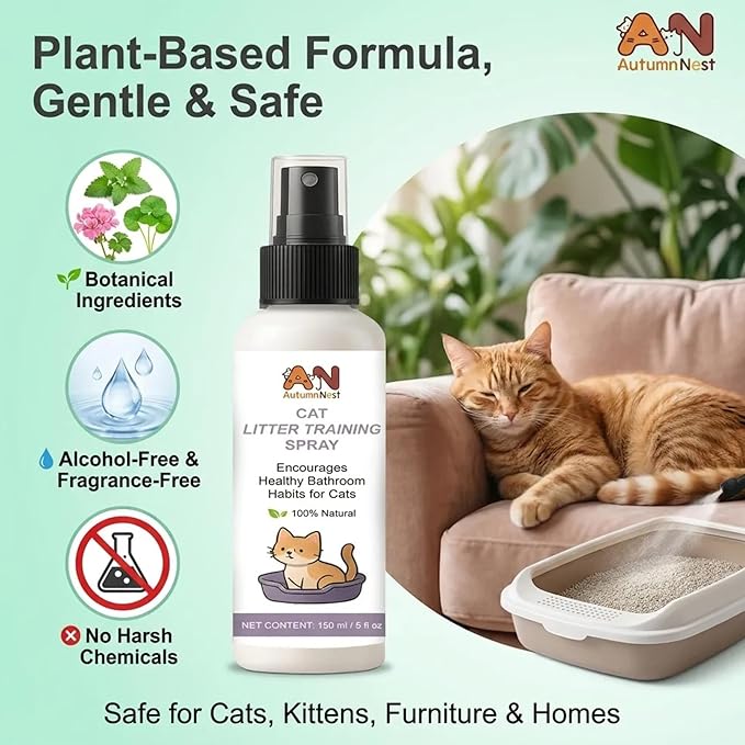 Cat Litter Training Spray, 2 Pack (300ml Total) – 150ml Each Natural Attractant for Cats & Kittens – Helps Guide Proper Litter Box Use – Indoor Toilet & Litter Box Training Aid