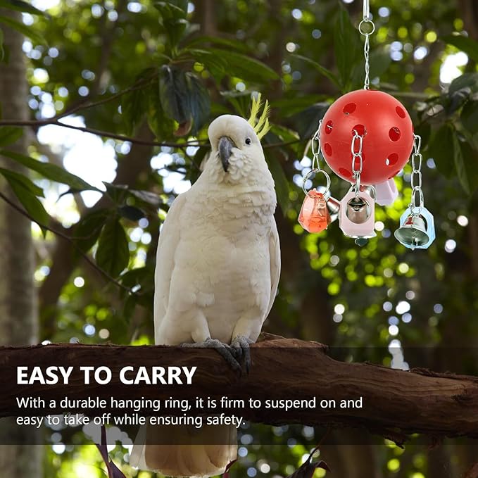 Colorful Parrot Bell Ball Hanging for Bird Cage Chewable Climbing with Ringing Bells Stress Relief and Entertainment for Pet Birds Suitable for Parakeets and Parrots