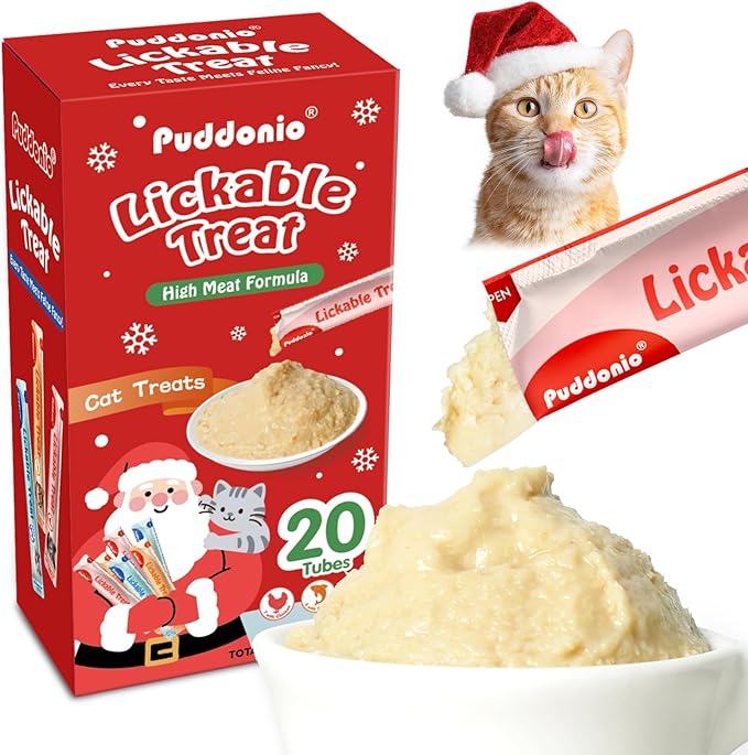 Lickable Cat Treats, High-Meat Wet Puree, Grain & Gum Free, for Cats, All-Natural Protein Snacks, 0.5oz Tubes (Pack of 20)