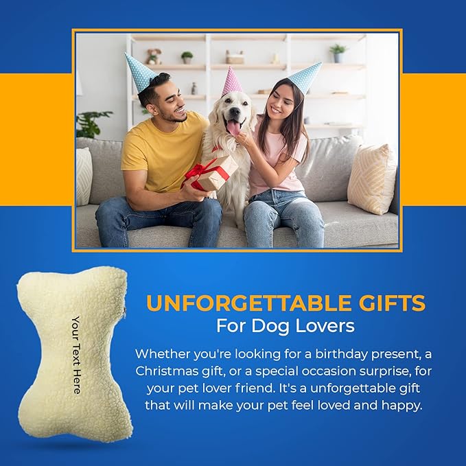 Personalized Passion Bone Shaped Pillow for Dog - Perfect Shaped Toy for Pets Personalized Name Pet Dog Toy for Play and Rest - Small