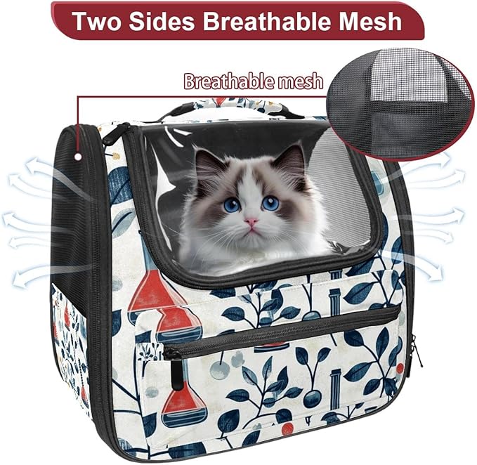 Chemistry with flasks Test Tubes molecul (1) Cat Carrier Backpack,900D Wear-Resistant Oxford Fabric, Dog Carrier Cat Backpacks Suitable for Travel