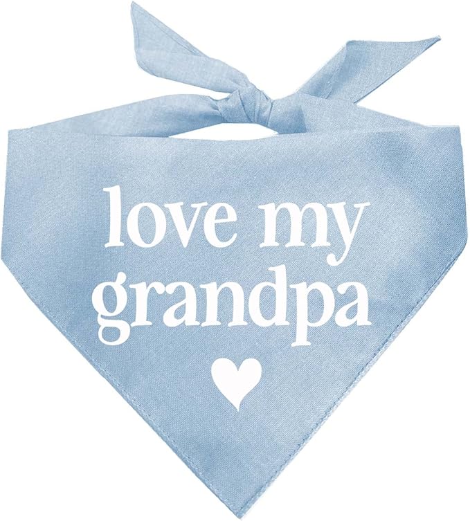 Love My Grandpa Father's Day, Valentine's Day Dog Bandana (426 Baby Blue, One Size)