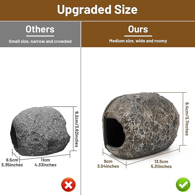 Upgraded Magnetic Detachable Aquarium Hideaway Rock Cave to Check Your Aquatic Pets to Breed, Play and Rest Safe and Non-Toxic Resin Fish Tank Viewing Hideout Ornaments
