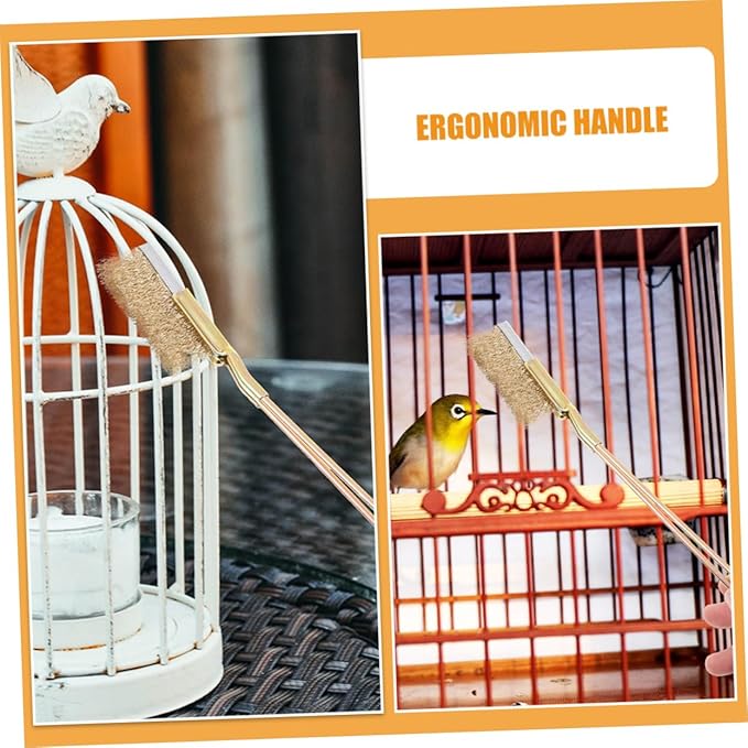 Toyvian 1set Bird Cage Brush with Handle Steel Bristles for Thorough Cleaning of Nests and Accessories and Versatile Tool for Parrots and Animal Cages