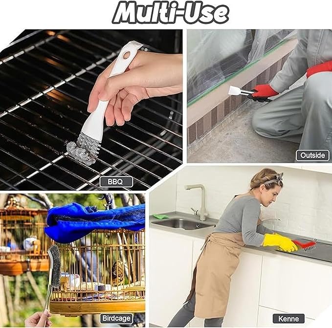 Bird Cage Cleaning Tools Set, Stainless Steel Brush Bird Cage Cleaner Brush Kit for Parakeet Items Small Animal Clean
