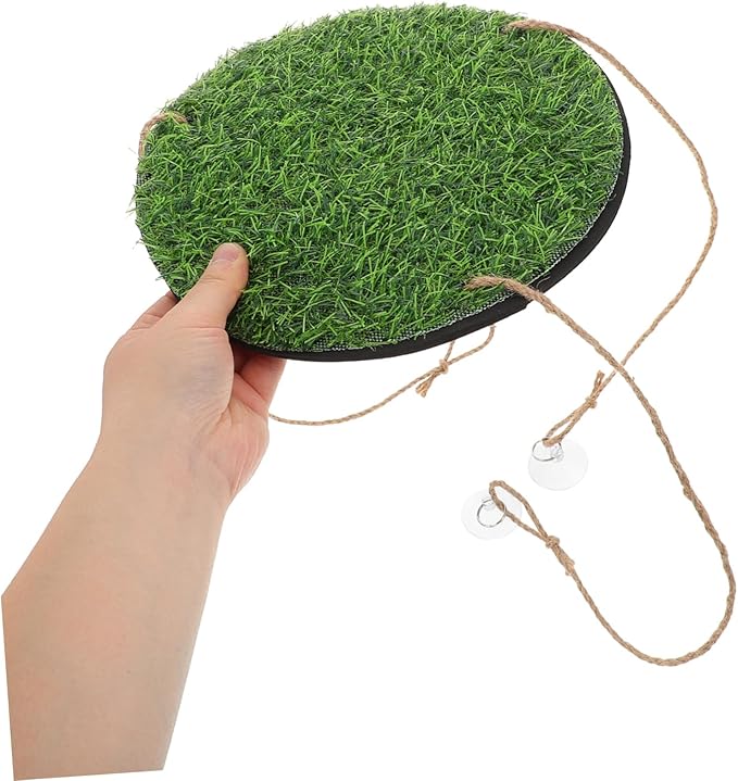 Toddmomy Artificial Grass Parrot Hammock Reptile Climbing Swing Net for Indoor Outdoor Use Bird Cage Accessory for Gecko Lizard and Chameleon