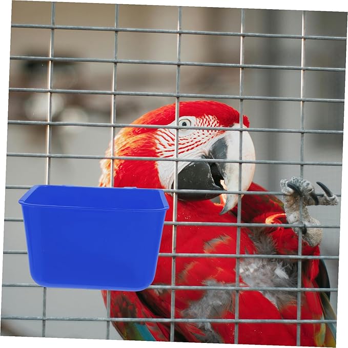 Alasum 4pcs Hanging Bird Cage Feeding Cups Sturdy PET Water Bowl for Rabbits Parrots and Poultry 12.5x9.5x6CM Blue Food and Water Dishes