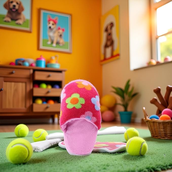 JJLFresheners Pink Cute Pet Puppy Dog Cat Slipper Shape Plush Chew Play Toy Flip-Flops Squeaky Toy Dog Squeak Pet Supplies