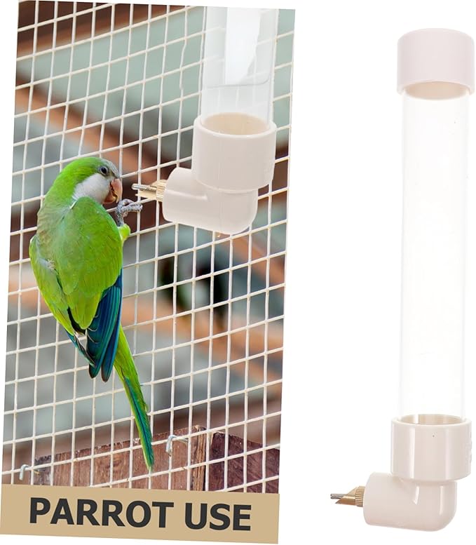 HEMOTON 1set Automatic Parrot Drinking Device and Water Feeder External Bottle for Small Animals Easy Installation Space-Saving Design for Pet Bird Cages