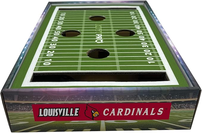 Pets First NCAA Louisville Cardinals Cat Scratcher Box, Game Day Cat Toy, NCAA Football Field Designed Cat Scratcher and Lounge, Stimulating Cat Game