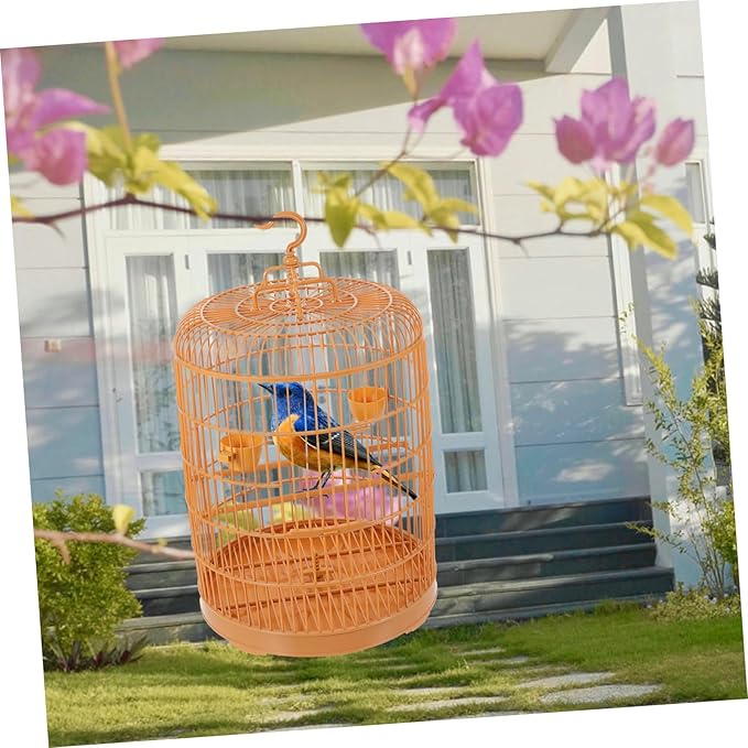 BESPORTBLE Hanging Bird Cage Plastic Round Design Durable and Spacious for Small Pets Parakeets and Decorative Use