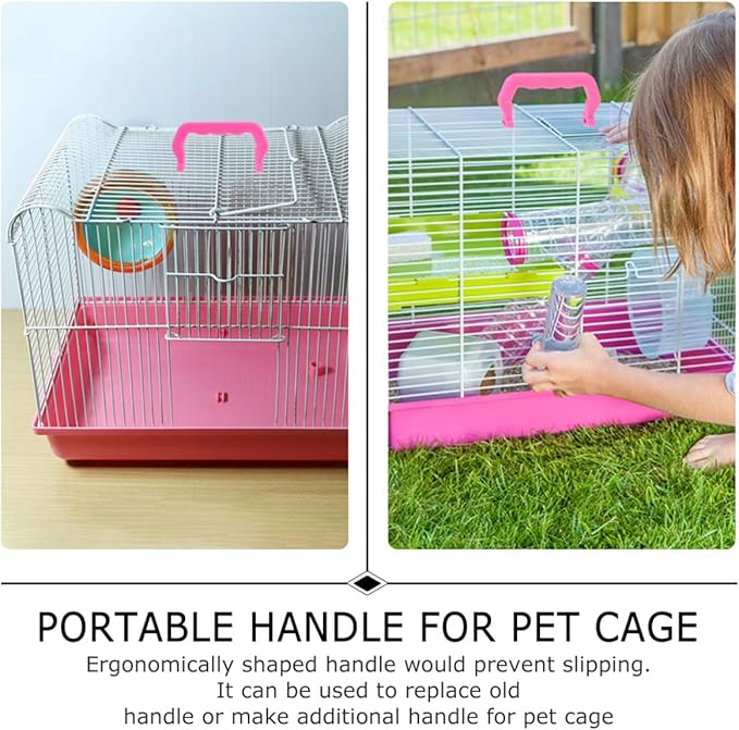 HANABASS 10pcs Plastic Bird Cage Handle Set Portable Detachable Durable Pet Cage Handles for Easy Carrying Replacement for Animal Safe and Practical Design Pink