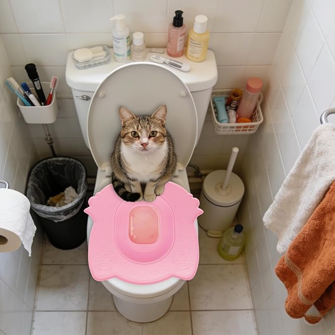Cat Toilet Trainer - Kitten Potty Practice Kit, Litter Transition Training System with Sturdy Reusable Rings, Gradual Step Learning Function, Ideal for Pet Parents Animal Lovers Home Apartment Bathroo