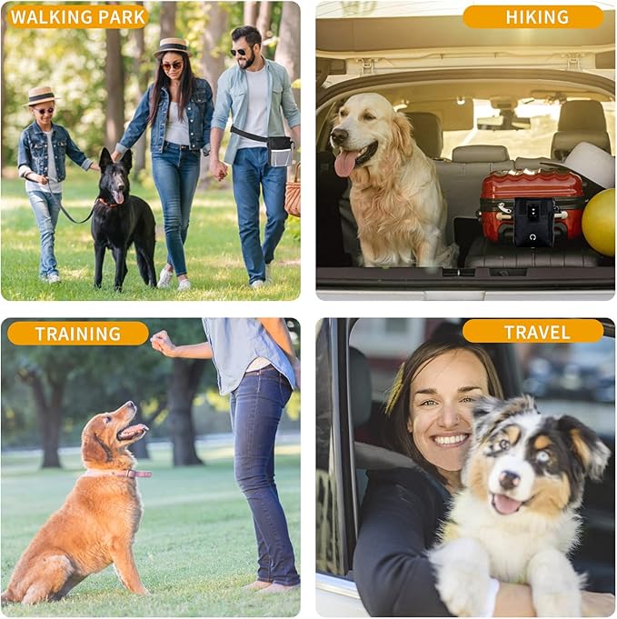 Dog Treat Pouch for Pet Training, 3-Way Wear Training Bag with 2 Clickers, Collapsible Bowl & Poop Bag, Large Capacity Dog Training Kit with Adjustable Waist Belt/Shoulder Strap for Walking
