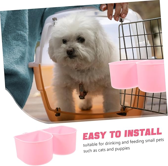 Double Dog Cat Bowl Pet Hanging Feeder Crate Bowl Holder Parrot Pigeon Bird Cage Portable Dog Water Feeder