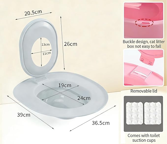 Cat Toilet Seat Training Kit,Reusable Plastic Trainer for Pet Cleaning,Removable Pet Toilet Training System,Portable Trainer for Home Pet Shop Pet Care,Easy Installation,Stable and Durable (Grey)