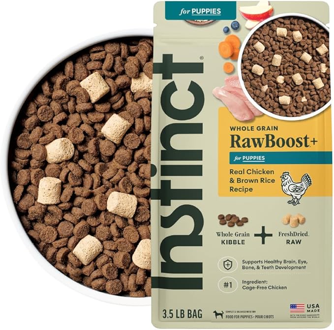 Instinct RawBoost Puppy, Natural Dry Dog Food with Freeze-Dried Pieces, Whole Grain Recipe - Real Chicken & Brown Rice, 3.5 lb. Bag
