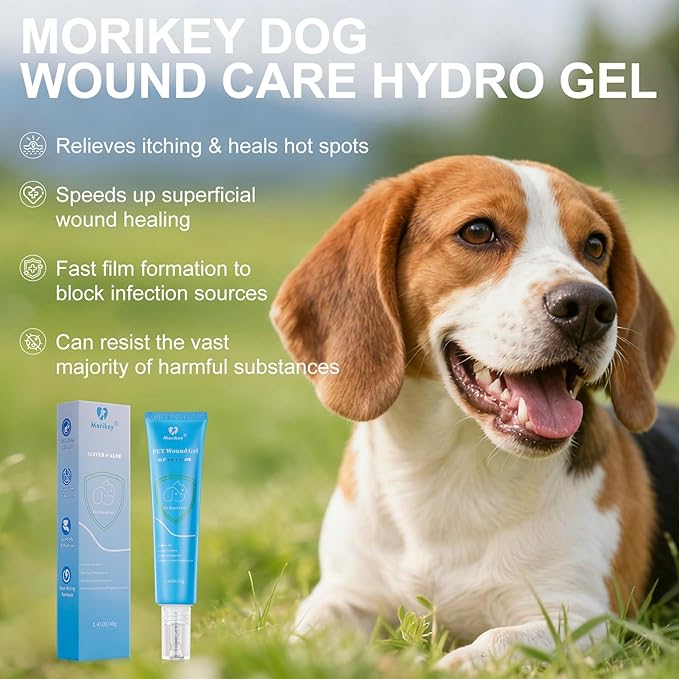 Dog Wound Care Hydro Gel, Hot Spot Solution for Dogs and Cats, Relieves Itchy Skin and Irritations, for Pets Bites, Scratches, Cuts, Ulcers,Safe If Licked, 2 Packs