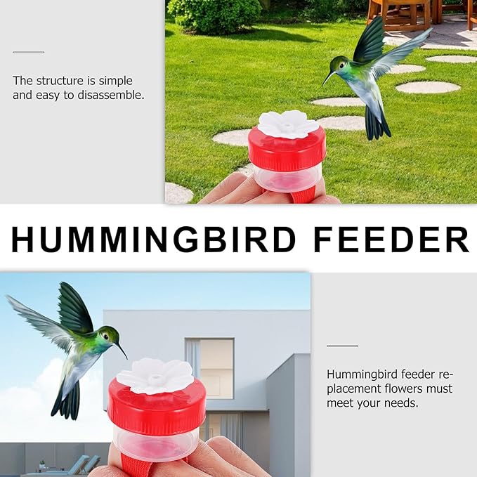 Handheld Hummingbird Feeder Plastic Flower Replacement Feeding Outlet, Small Portable Bird Feeder Accessory for Backyard Birding and Outdoor Use Color Style