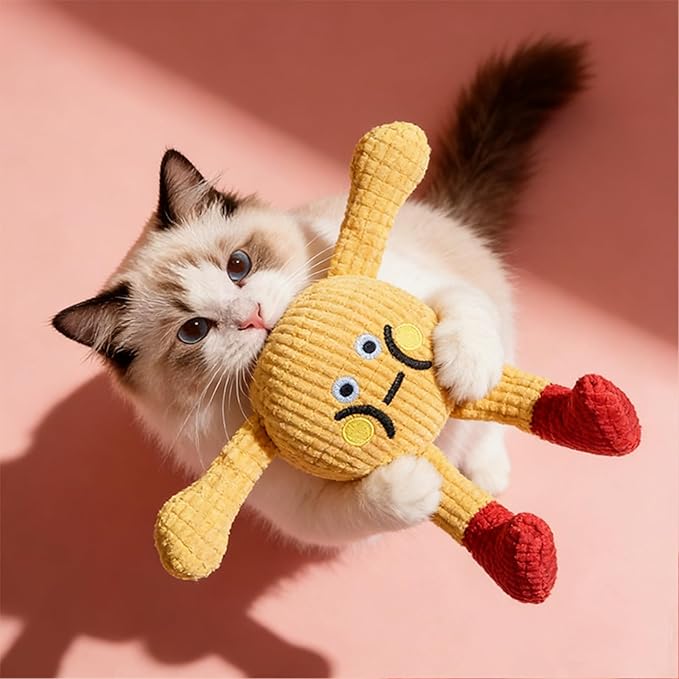 Squeaky Plush Dog Toy, Waffle-Shaped Soft Stuffed Pet Toy for Dogs & Cats - Durable, Safe, Interactive with Crinkle Sound, Fun for Playtime