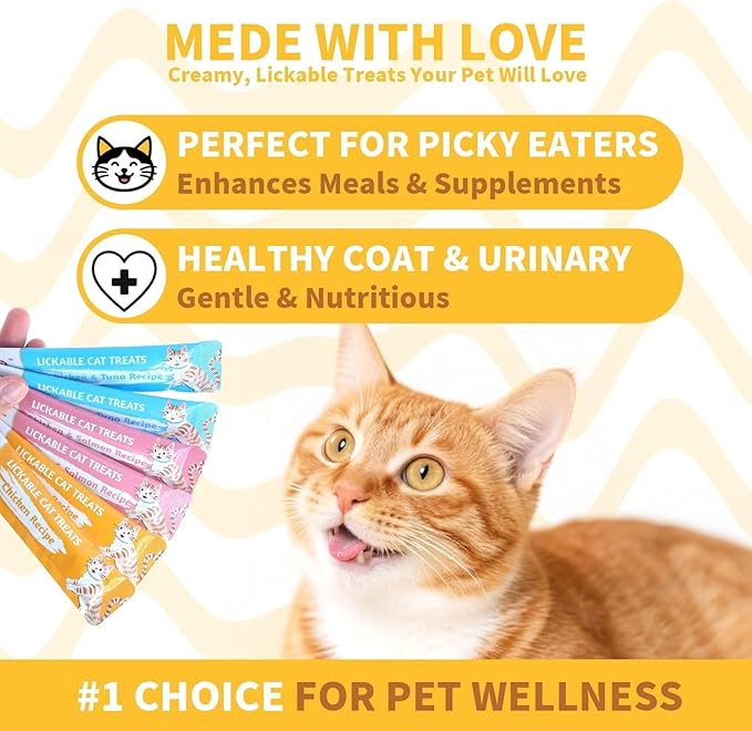 High-Meat Lickable Cat Treats Variety Pack – Real Chicken & Seafood – Smooth Creamy Purée – Grain-Free – (15g Each) (Chicken Mix 36 Sticks)