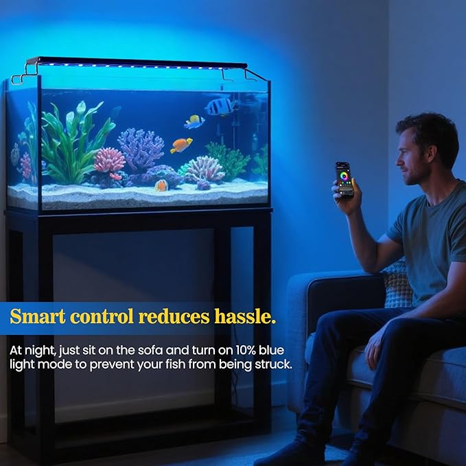 Full Spectrum Aquarium Light：Fish Tank Light with APP & Remote Control for Plants Growth - Fish Lamp for Live Fishes Aquatic Pet Lovers - 24-31 Inch Freshwater Saltwater Aquarium Decor