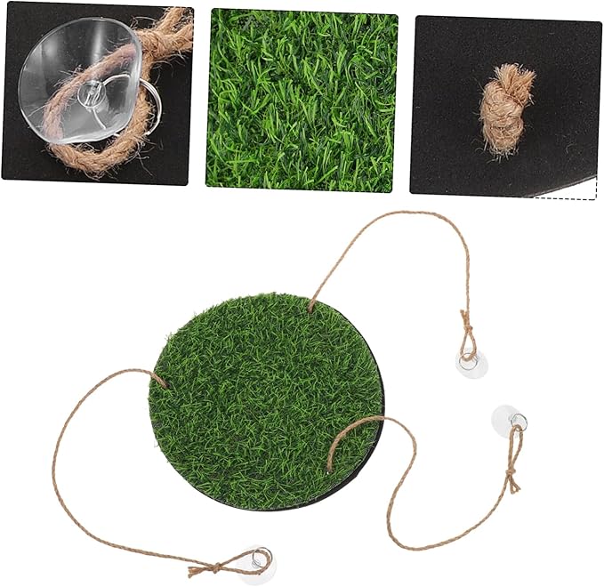 Toddmomy Artificial Grass Parrot Hammock Reptile Climbing Swing Net for Indoor Outdoor Use Bird Cage Accessory for Gecko Lizard and Chameleon