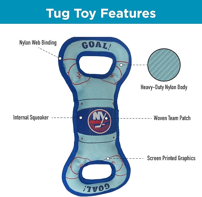 Pets First NHL New York Islanders Hockey Field Dog Tug Fetch Squeak Chew Toy, One Size
