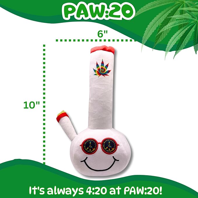 My Name is Billie, Funny Squeaky Weed Dog Toy, Cute Stuffed Parody Pot Bong, Cool Plush 420 Novelty Gift for Pets & Their Owners, Sized for Puppies & Small, Medium & Large Breeds, Fetch & a Photo Prop