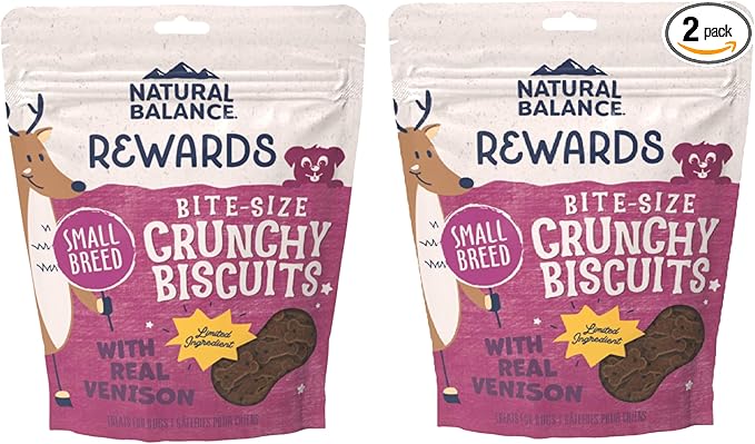 Natural Balance L.I.T. Sweet Potato and Venison Formula Dog Treats, Small Breed, 16-Ounce (2 Packs 8-Ounce each)
