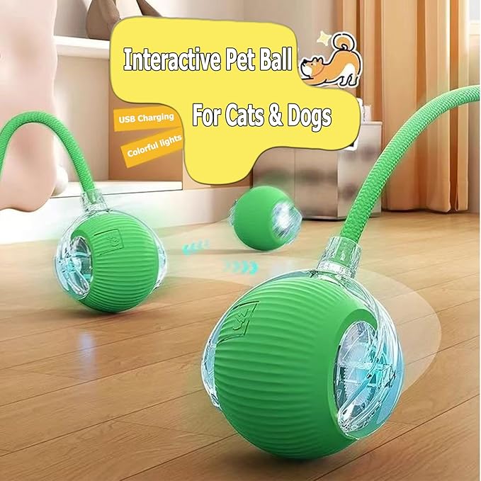 Interactive Electric Ball for Cats and Dogs – USB Rechargeable Automatic Chase Toy with Speedy Tail, Self-Playing Moving Pet Toy to Keep Them Busy. Ideal for Bored Indoor Cats & Anti-Boredom (Red)