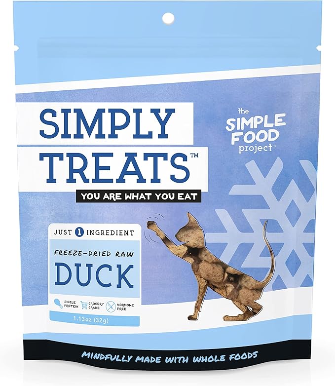Simple Food Project The Freeze Dried Raw Cat Treats Grain Free, All Natural, with Just 1 Ingredient - Duck