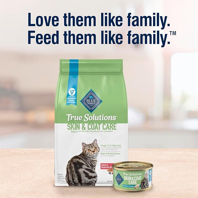 Blue Buffalo True Solutions Skin & Coat Care Natural Dry Cat Food for Adult Cats, Salmon, 3.5-lb. Bag