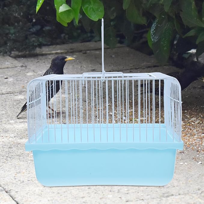 Yardwe Portable Bird Travel Cage Lightweight Plastic Carrier for Parakeets Lovebirds and Small Animals Durable Material for Travel and Comfortable Living Environment